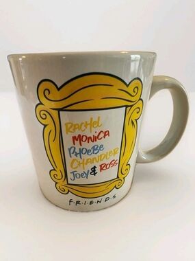 FRIENDS Yellow Frame Mug with Multicolor Name Graphics